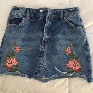 embroidered jean skirt